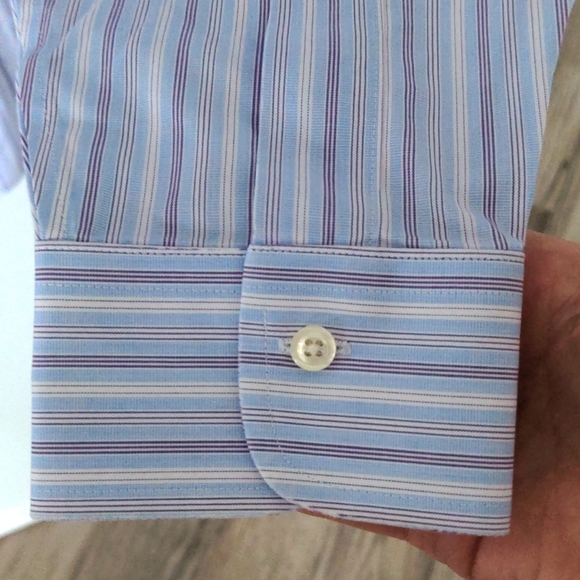 Brooks Brothers Dress Shirt Large Pinstripe Blue/white/purple, button down - Picture 5 of 6